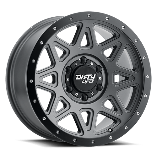 Dirty Life Race Wheels Theory 9305 Matte Gunmetal W/Matte Black Lip 17X9 8-165.1 -12Mm 130.8Mm 9305-7981MGT
