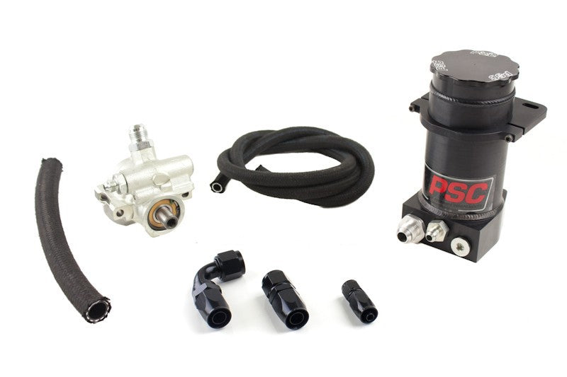 Pro Touring Type II Power Steering Pump and Black Anodized Remote Reservoir Kit for Steering Gearbox Applications PSC Performance Steering Components PK1100X-A
