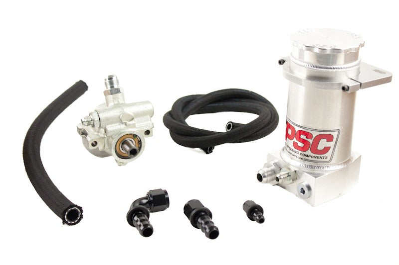 Pro Touring Type II Power Steering Pump and Brushed Aluminum Remote Reservoir Kit for Steering Gearbox Applications PSC Performance Steering Components PK1100X