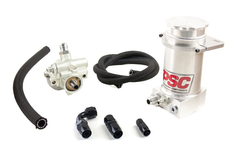 Pro Touring Type II Power Steering Pump and Brushed Aluminum Remote Reservoir Kit for Rack and Pinion Applications PSC Performance Steering Components PK1150X