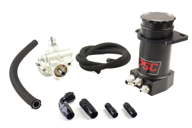 Pro Touring Type II Power Steering Pump and Black Anodized Hydroboost Remote Reservoir Kit for Rack and Pinion Applications PSC Performance Steering Components PK1150XH-A