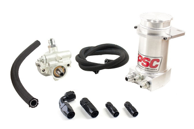 Pro Touring Type II Power Steering Pump and Brushed Aluminum Hydroboost Remote Reservoir Kit for Rack and Pinion Applications PSC Performance Steering Components PK1150XH