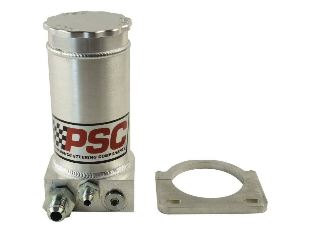 Pro Touring Brushed Aluminum Remote Reservoir Kit, #6AN Return #10AN Feed PSC Performance Steering Components  SR146-6-10-SB