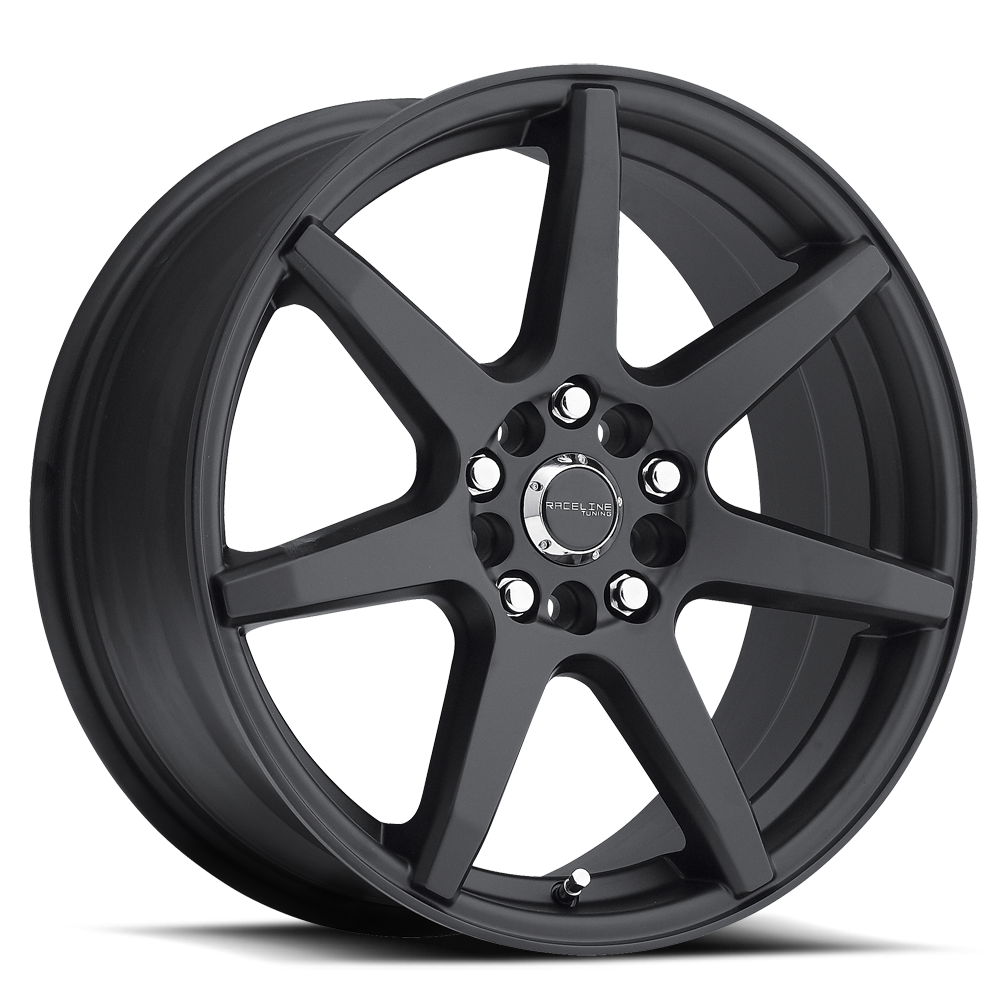 Aluminum Wheels 16x7 Evo 131B Satin Black 7 Spoke 40 Offset 4 on 100/4 on 108 Bolt Pattern 72.62 Bore Raceline 131B-67082+40