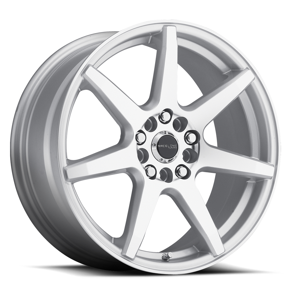 Aluminum Wheels 15x7 Evo 131S Silver 7 Spoke 40 Offset 4 on 100/4 on 108 Bolt Pattern 72.62 Bore Raceline 131S-57082+40