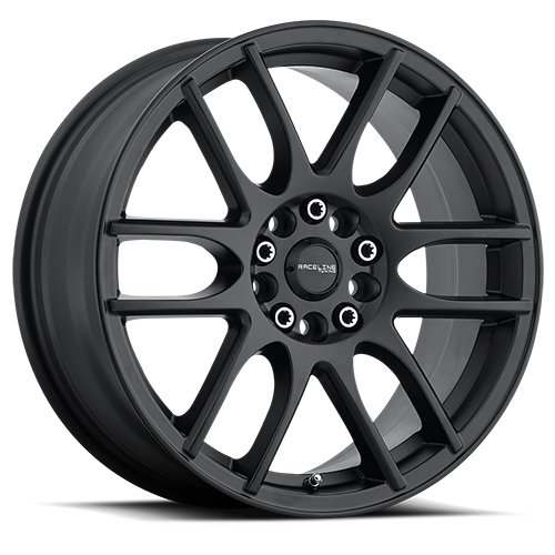 Aluminum Wheels 16x7 Mystique 141B Satin Black 40 Offset 4 on 100/4 on 108 Bolt Pattern 72.6 Bore Raceline 141B-67082+40