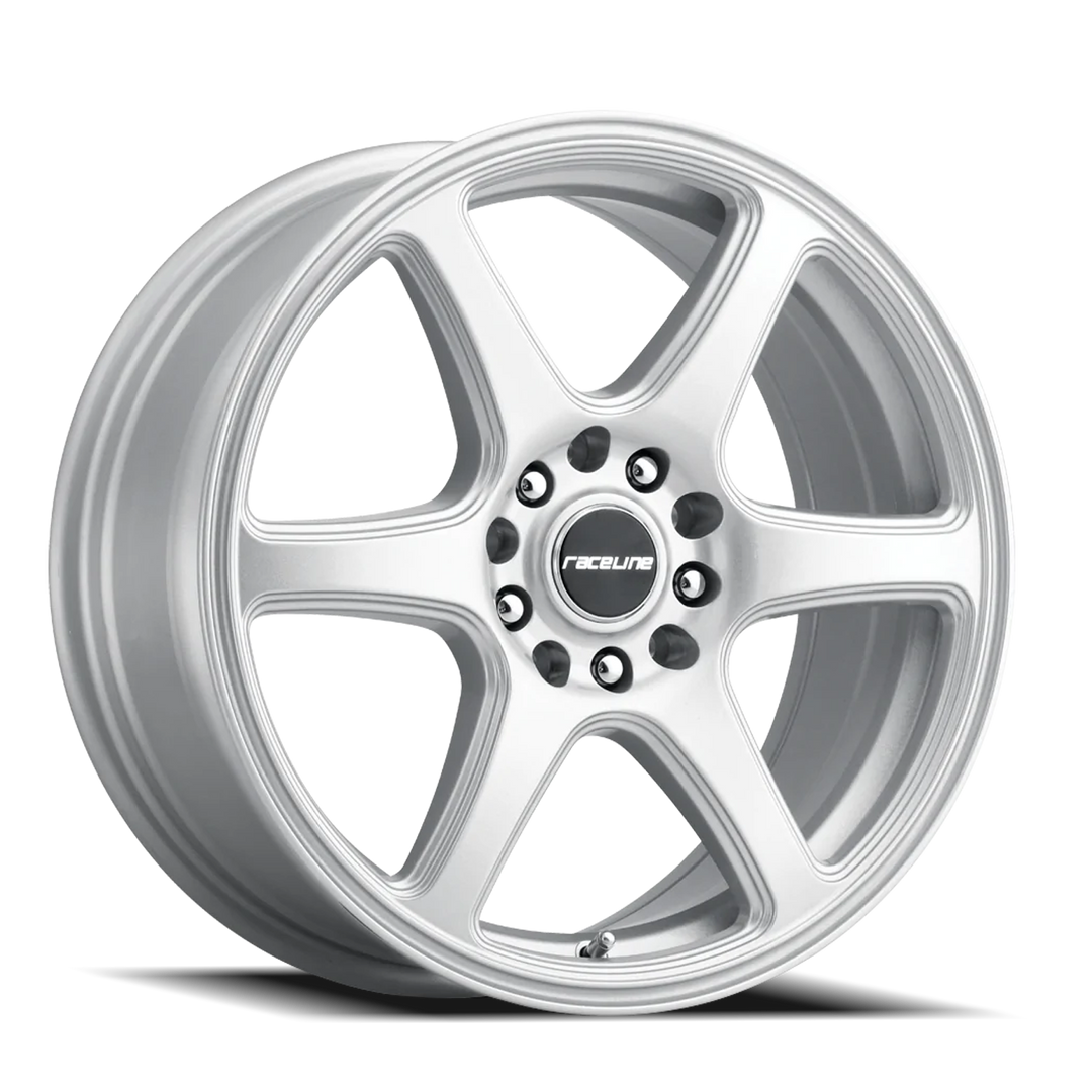 Aluminum Wheels 14x5.5 Matrix 146S Gloss Silver 35 Offset 4 on 114.3 Bolt Pattern 72.62 Bore Raceline 146S-45584+35