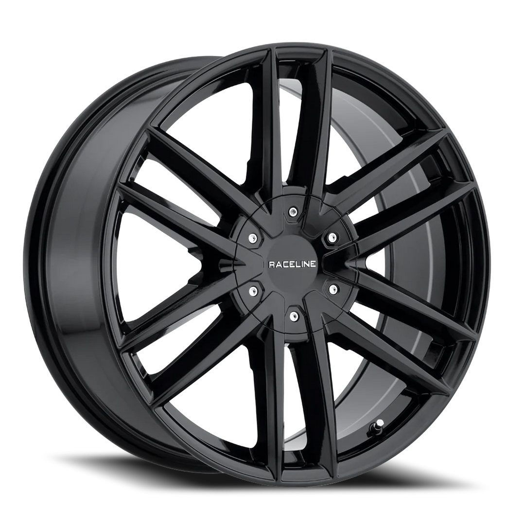 Aluminum Wheels 22x9.5 Impulse 158B Gloss Black Split Spoke 15 Offset 5 on 115/5 on 120 Bolt Pattern 74.1 Bore Raceline 158B-229559+15