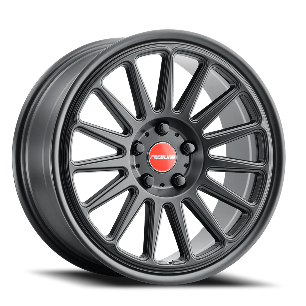 Aluminum Wheels 17x8 Grip 315B Satin Black Red and Black Logo Multi Spoke 30 Offset 5 on 100 Bolt Pattern 72.6 Bore Raceline 315B-78016+30