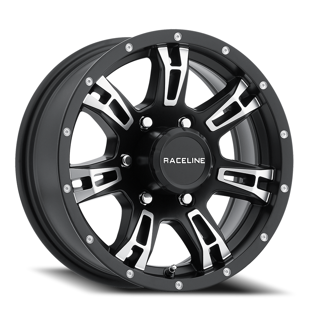 Aluminum Wheels 16x6 Arsenal Trailer 840 Machined Face Matte Black 0 Offset 6 on 139.7 Bolt Pattern 107.95 Bore Raceline 840-66060