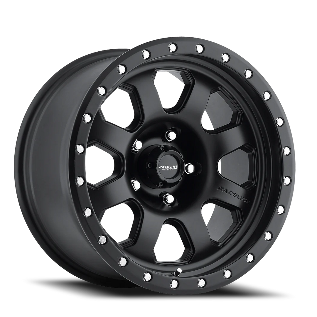 Aluminum Wheels 17x9 Avenger 929B Satin Black -12 Offset 5 on 139.7 Bolt Pattern 107.95 Bore Raceline 929B-79055-12