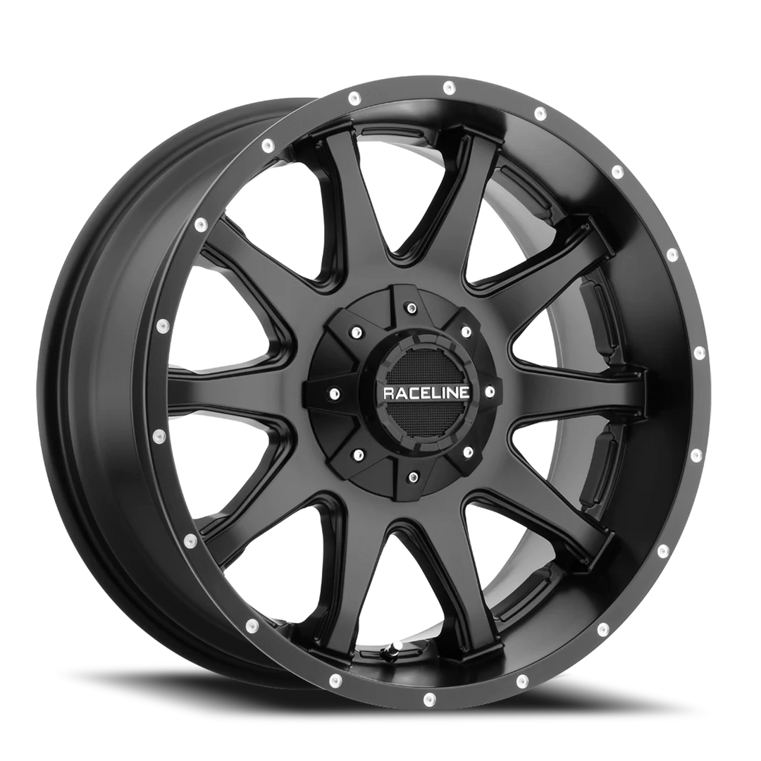 Aluminum Wheels 17x9 Shift 930B Satin Black -12 Offset 6 on 139.7 Bolt Pattern 106.1 Bore Raceline 930B-79060-12