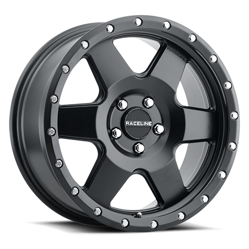 Aluminum Wheels 17x8 Boost 946B Satin Black 6 Spoke 35 Offset 5 on 114.3 Bolt Pattern 72.62 Bore Raceline 946B-78012+35