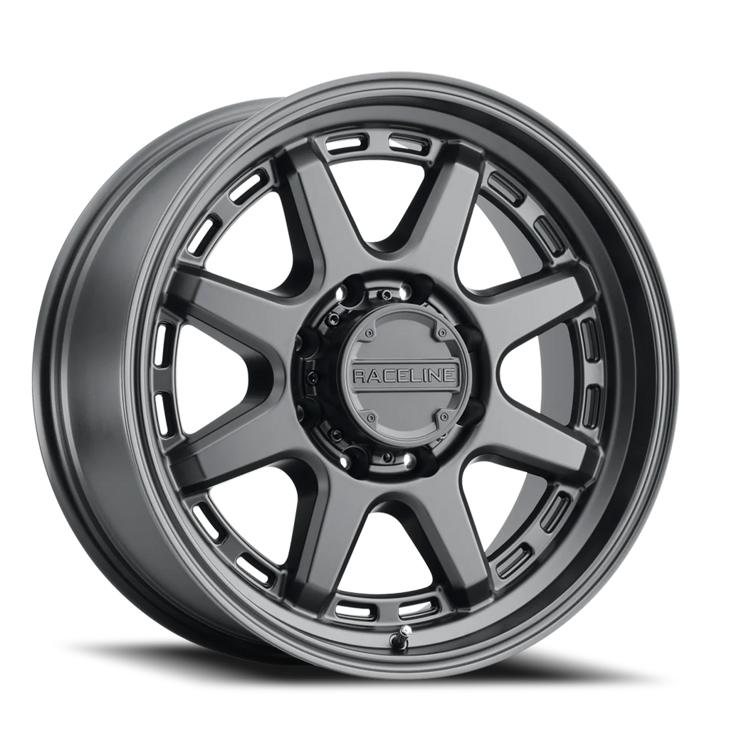 Aluminum Wheels 16x8 Scout 947B Satin Black -6 Offset 8 on 170 Bolt Pattern 125.2 Bore Raceline 947B-68081-06