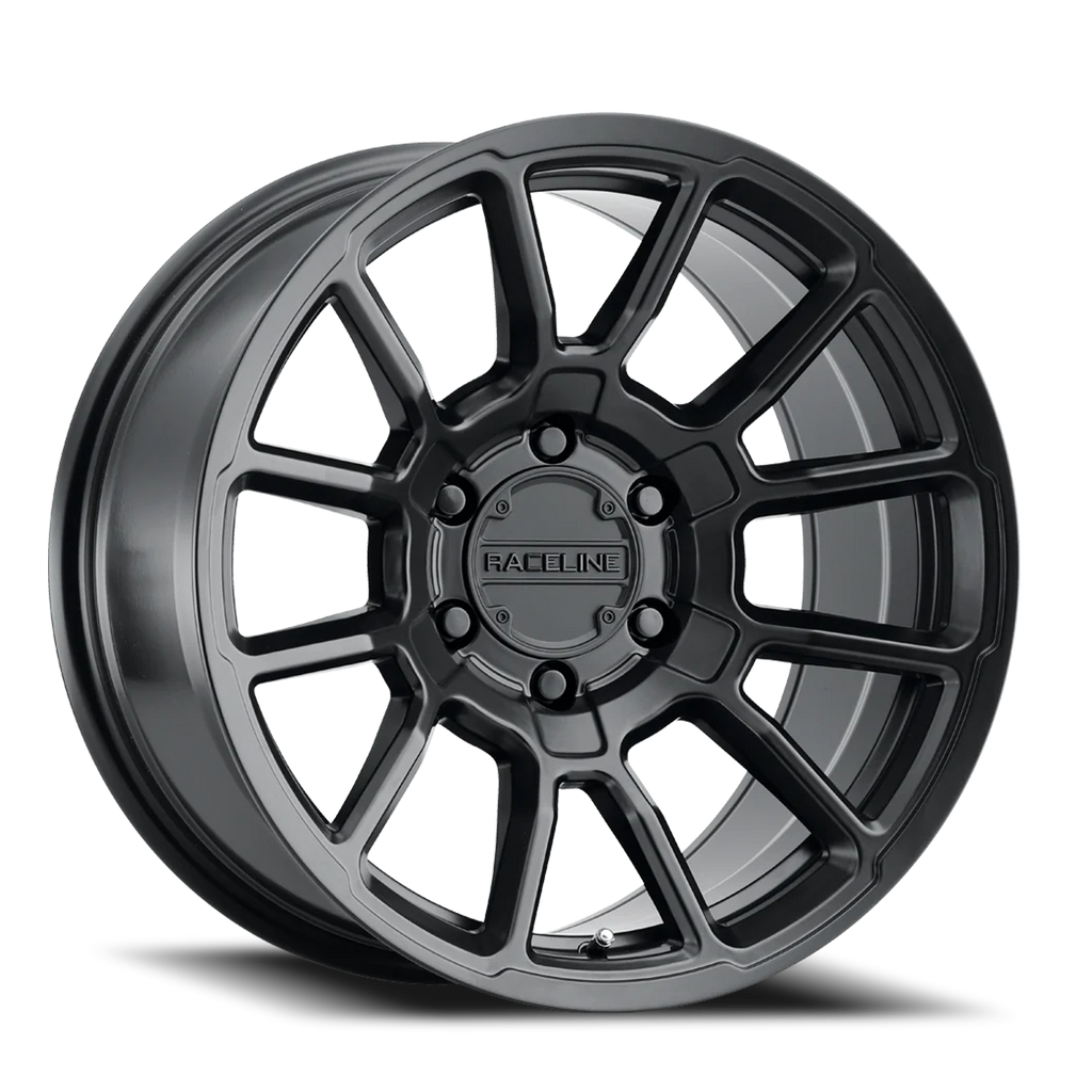 Aluminum Wheels 20x10 Gauge 950B Satin Black Multi Spoke -19 Offset 5 on 127 Bolt Pattern 78.1 Bore Raceline 950B-21050-19