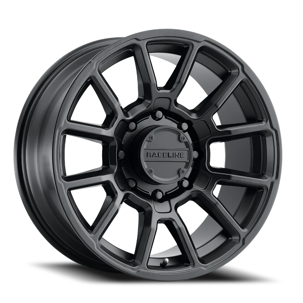 Aluminum Wheels 20x10 Gauge 950B Satin Black Multi Spoke -19 Offset 8 on 165.1 Bolt Pattern 125.2 Bore Raceline 950B-21080-19