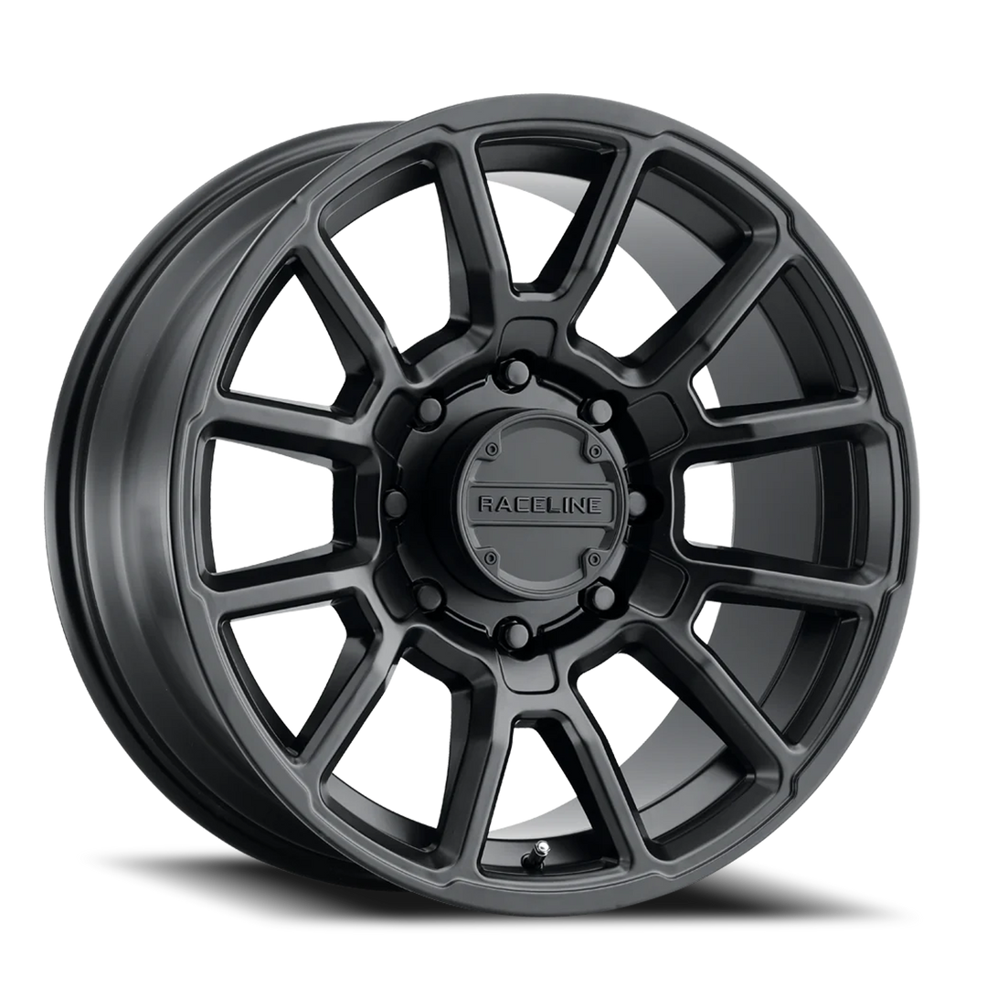 Aluminum Wheels 20x10 Gauge 950B Satin Black Multi Spoke -19 Offset 8 on 180 Bolt Pattern 124.2 Bore Raceline 950B-21088-19