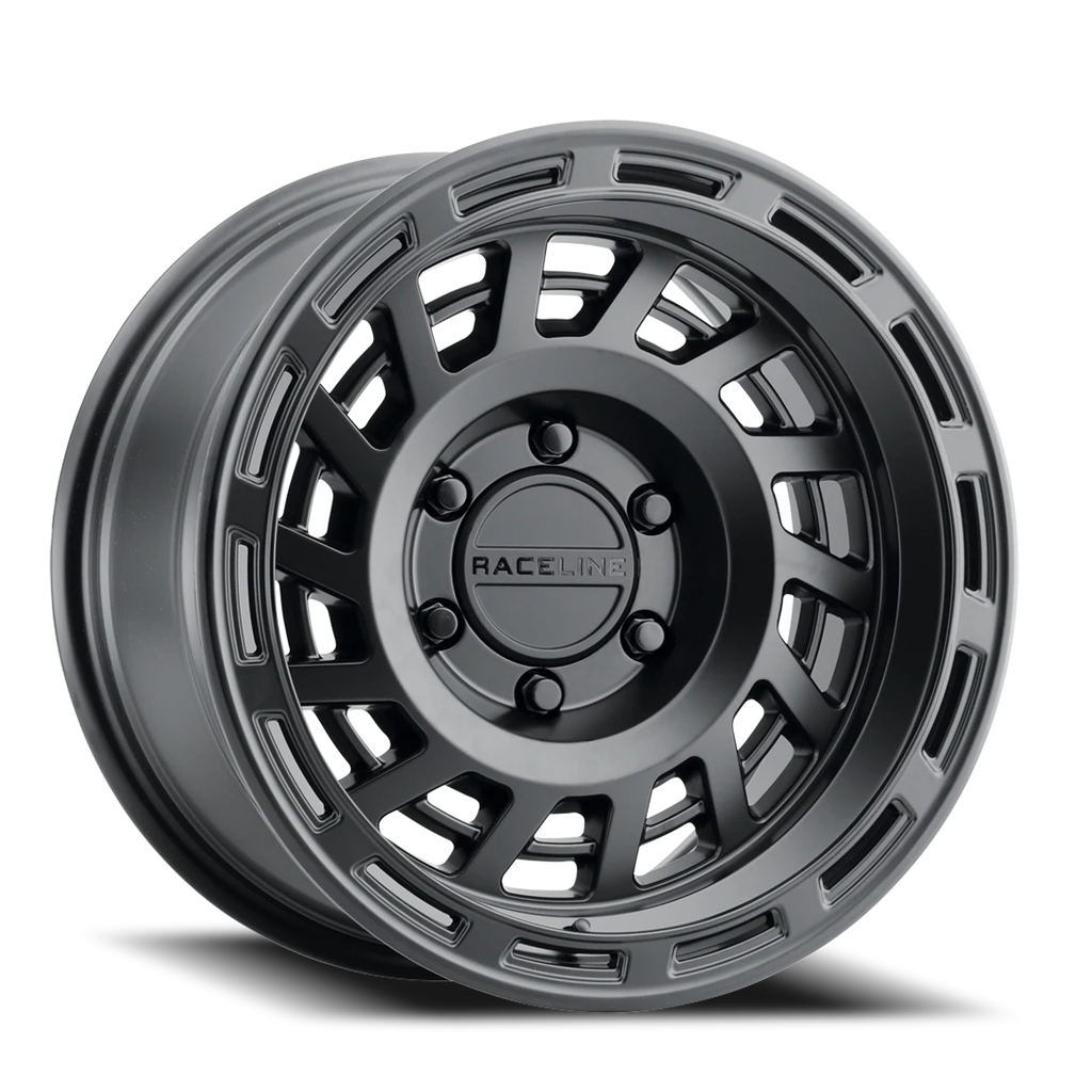 Aluminum Wheels 17x8.5 Halo 957B Satin Black 0 Offset 5 on 127 Bolt Pattern 78.1 Bore Raceline 957B-78550-00