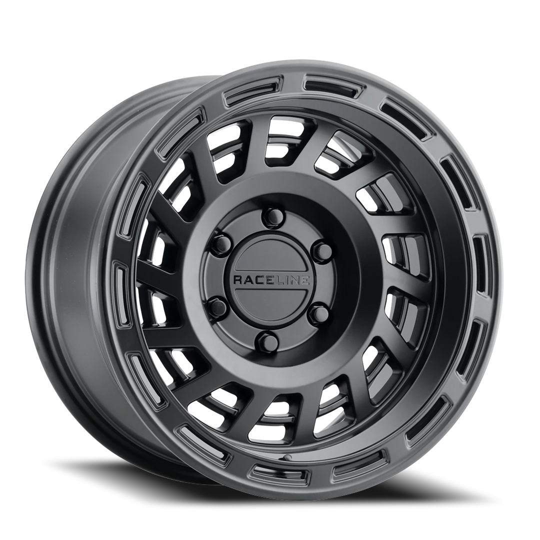 Aluminum Wheels 17x8.5 Halo 957B Satin Black 0 Offset 5 on 150 Bolt Pattern 110.3 Bore Raceline 957B-78551-00