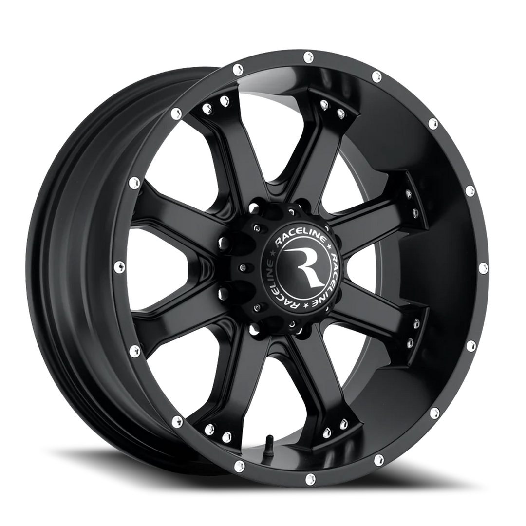 Aluminum Wheels 20x9 Assault 991B Satin Black 0 Offset 6 on 139.7 Bolt Pattern 106.1 Bore Raceline 991B-29060-00