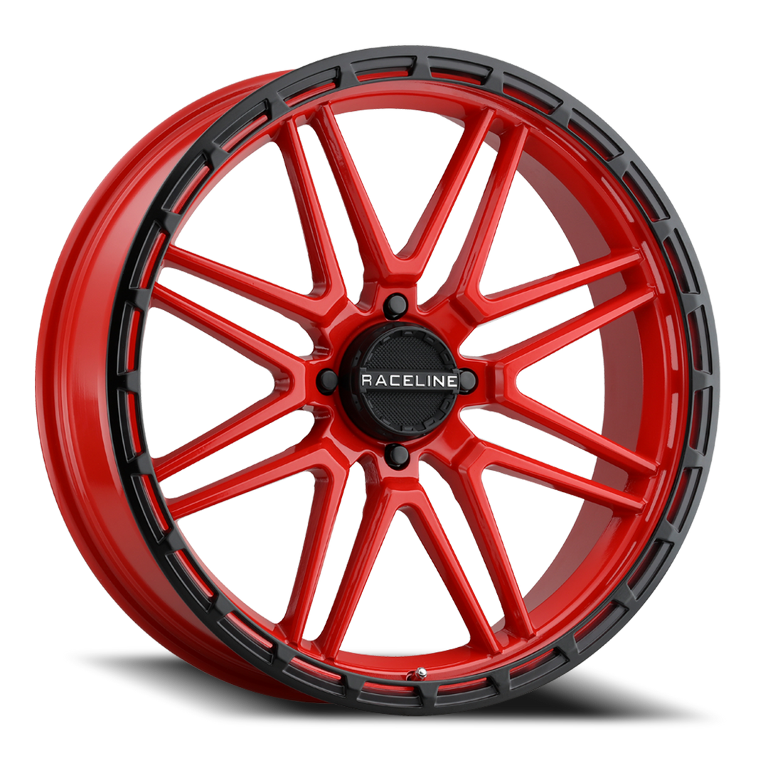 Aluminum Wheels 20x7 Krank XL UTV A11R Red Satin Black Bead Ring 0 Offset 4 on 137 Bolt Pattern 110.18 Bore Raceline A11R-20737-00