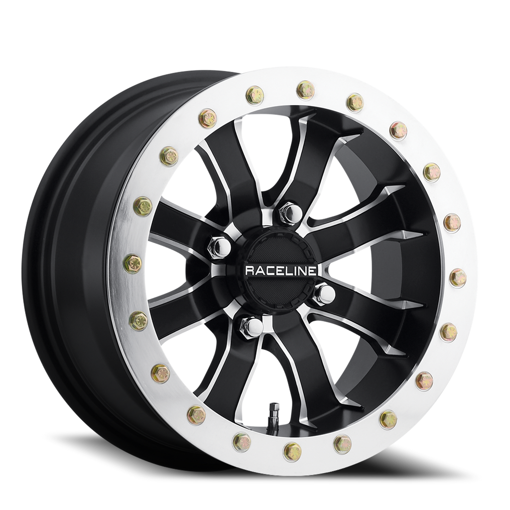 Aluminum Wheels 14x10 Mamba Beadlock UTV A71 Machined Lip Satin Black 0 Offset 4 on 110 Bolt Pattern Raceline A7141011-55