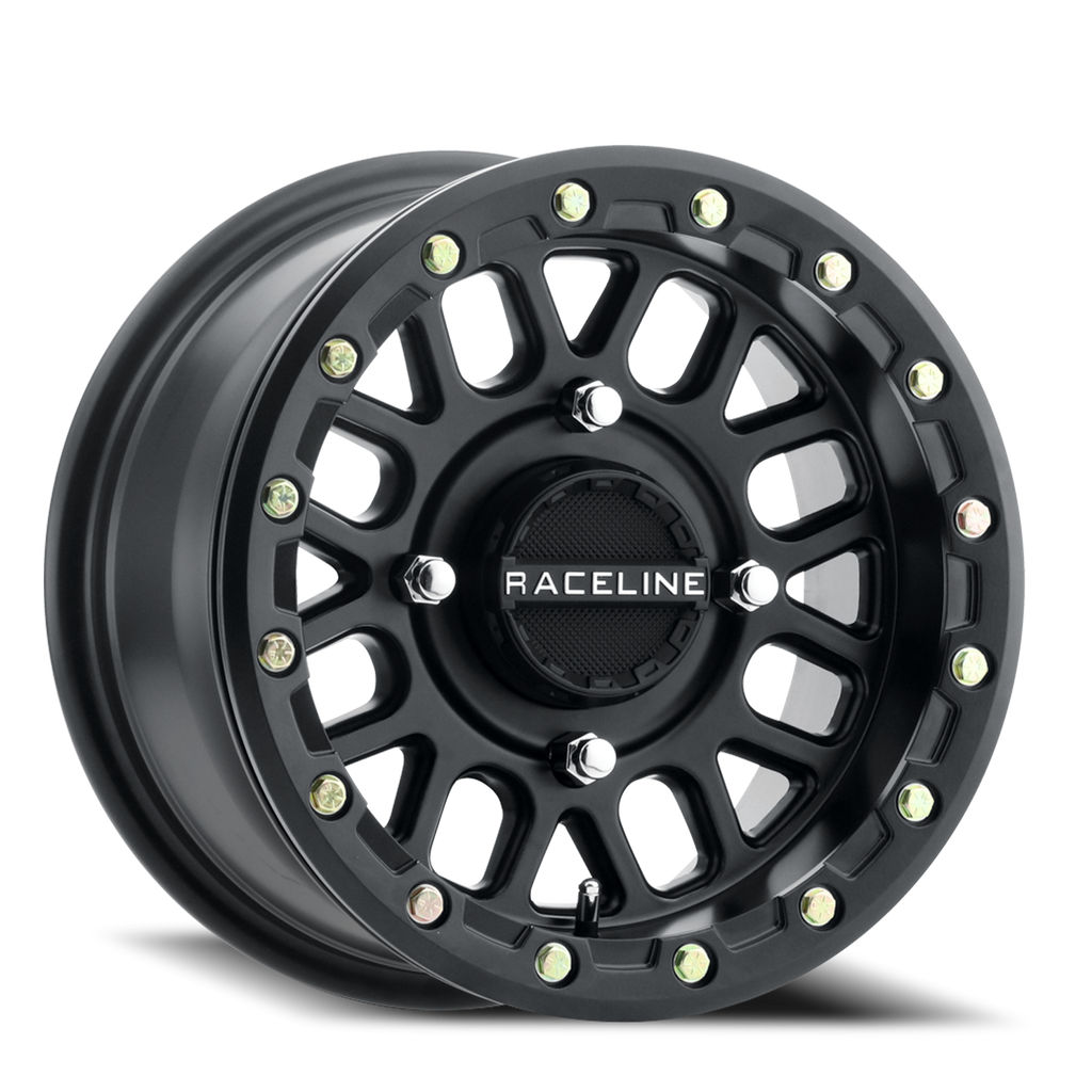 Aluminum Wheels 14x7 Podium Beadlock UTV A93B Satin Black 38 Offset 4 on 137 Bolt Pattern Raceline A93B-47037+38