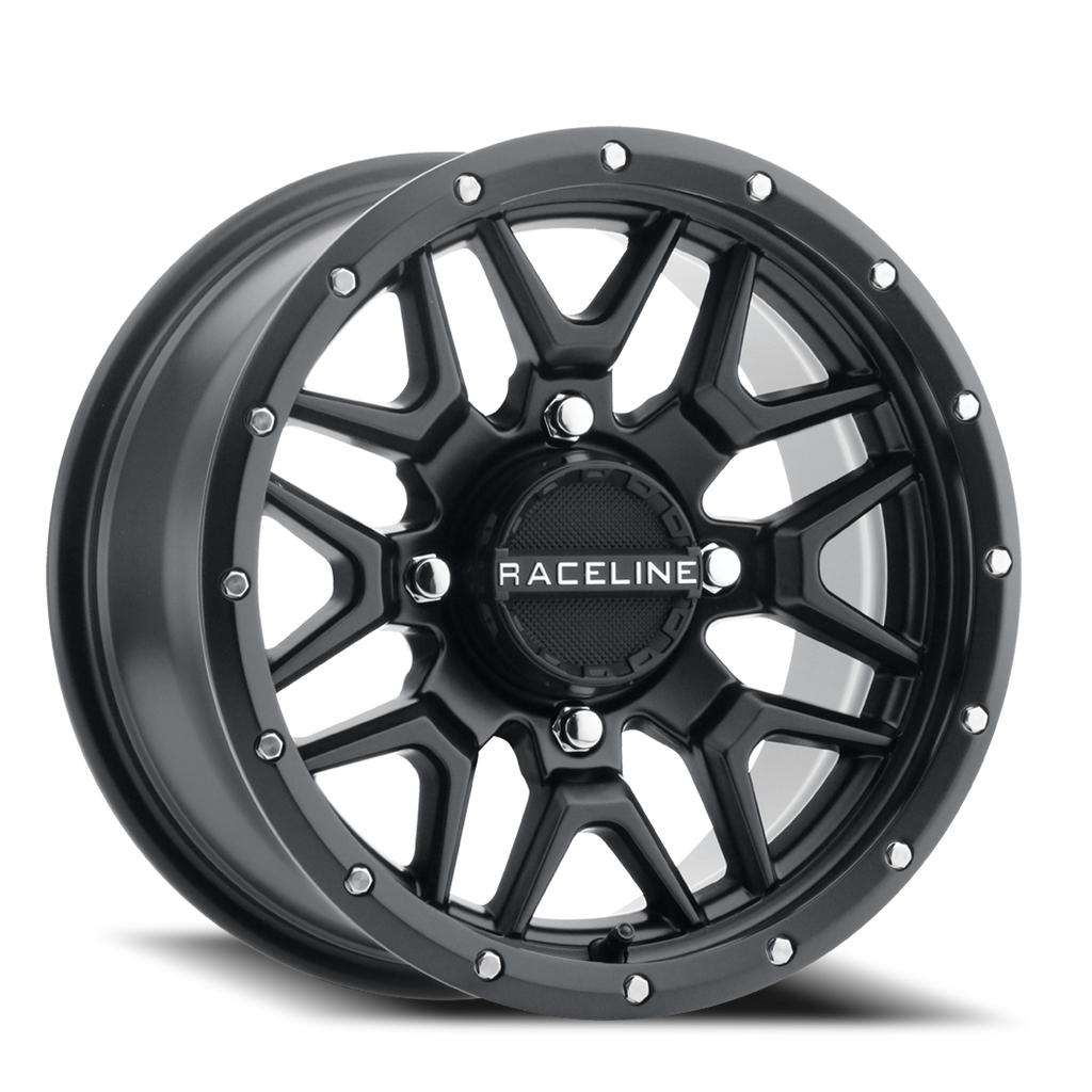 Aluminum Wheels 14x7 Krank Simulated Beadlock UTV A94B Satin Black 38 Offset 4 on 137 Bolt Pattern Raceline A94B-47037+38