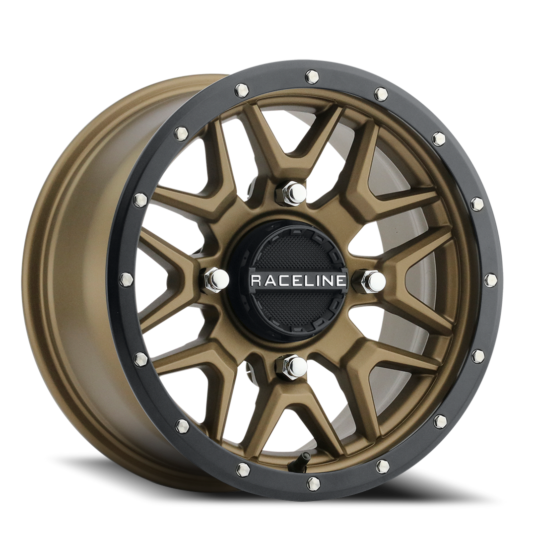 Aluminum Wheels 14x7 Krank Simulated Beadlock UTV A94BZ Satin Bronze 10 Offset 4 on 137 Bolt Pattern Raceline A94BZ-47037+10