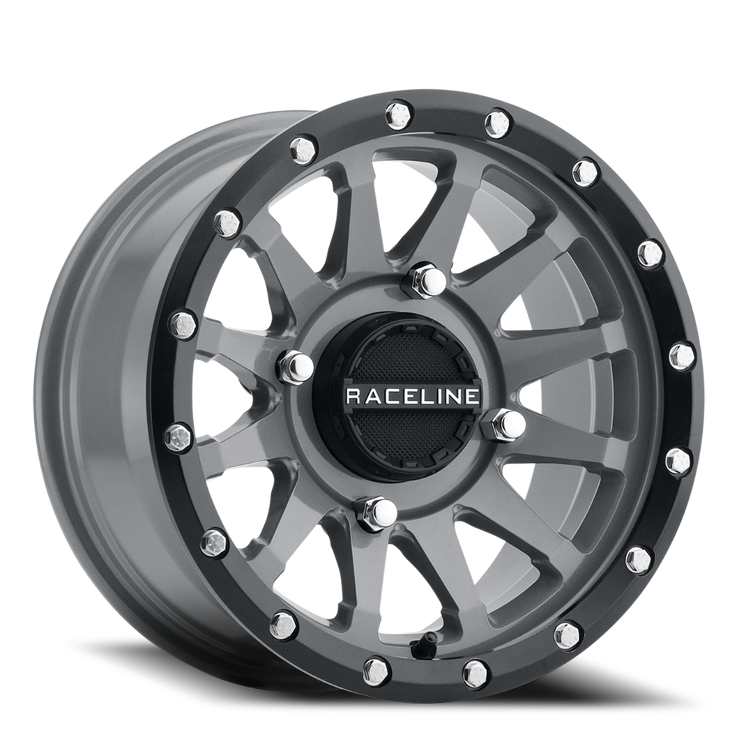 Aluminum Wheels 14x7 Trophy Simulated Beadlock UTV A95SG Stealth Grey 10 Offset 4 on 156 Bolt Pattern Raceline A95SG-47056+10