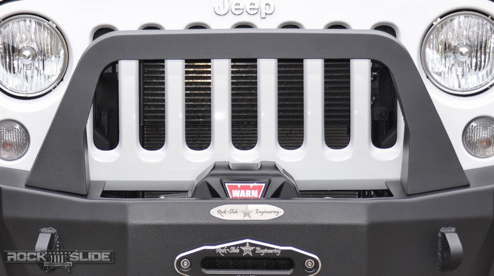 Jeep JK Bull Bar For 07-18 Wrangler JK Rigid Series Front Bumper Only Black Powdercoat Rock Slide Engineering FB-JK-BB