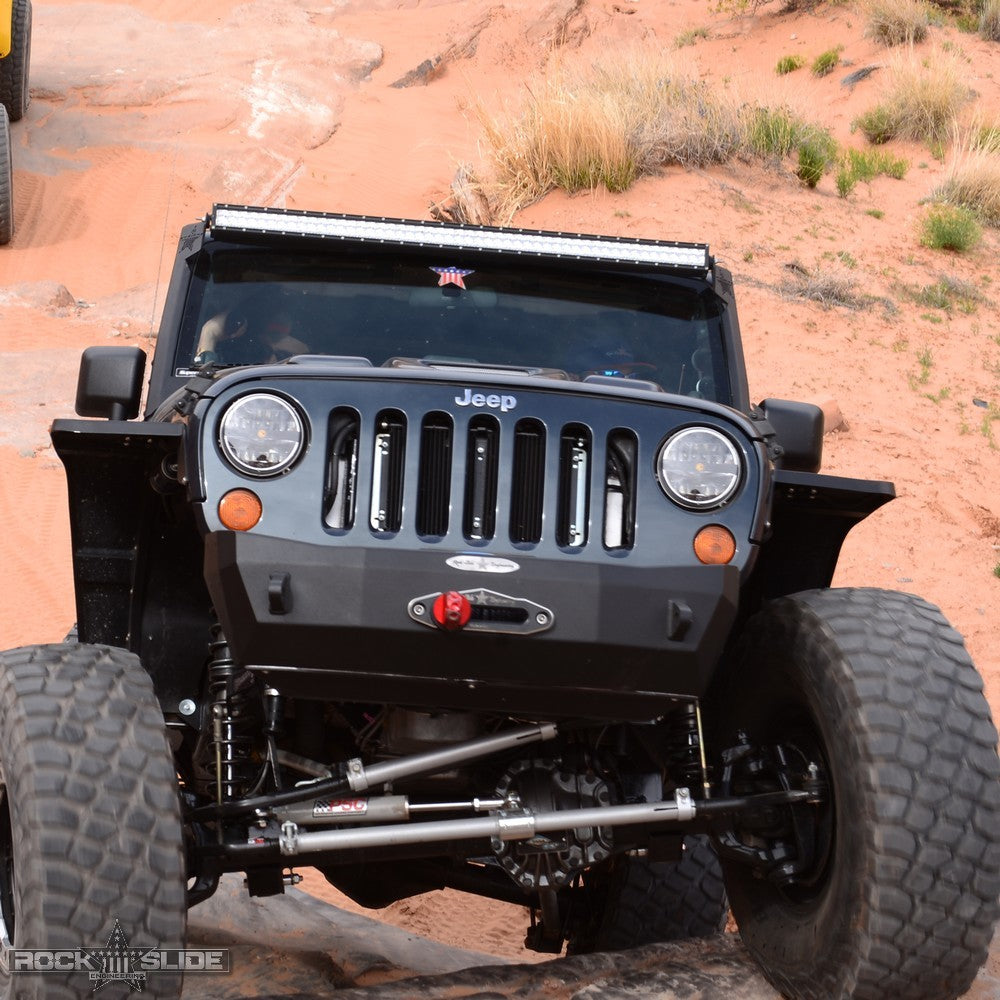 Jeep JK Shorty Front Bumper For 07-18 Wrangler JK With Winch Plate No Bull Bar Rigid Series Rock Slide Engineering FB-S-101-JK