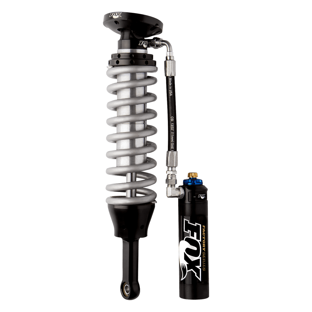 94-04 Toyota Tacoma w/ UCA Front Coilover Factory Race 2.5 Remote Reservoir 5.5 Inch 0-3 Inch LiftTacoma 0-3in Front Coilover 2.5 Resi Dual Speed Compression Adjuster Fox Offroad Shocks FOX88006409