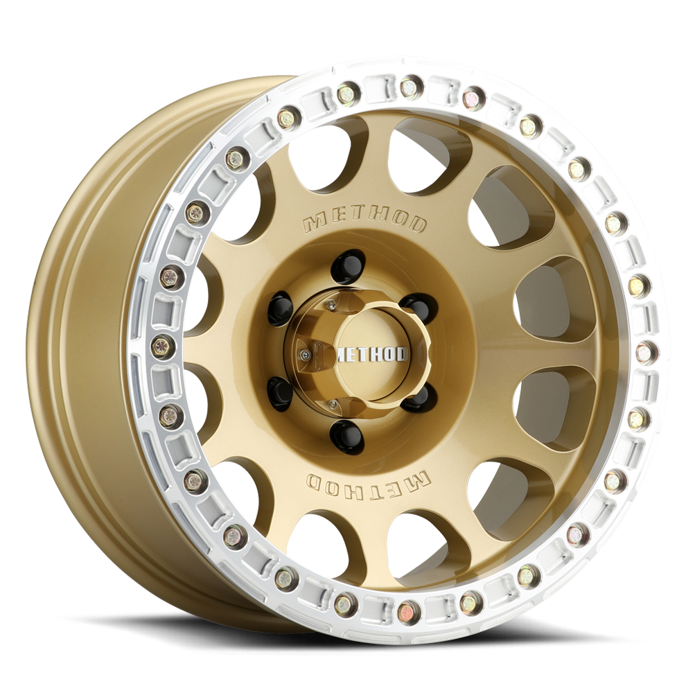 Aluminum Wheels 17x9 Beadlock MR105 Bolt Pattern 5 On 127 Offset -38 Lip Size 1.77 Gold GD Method MR10579050138B