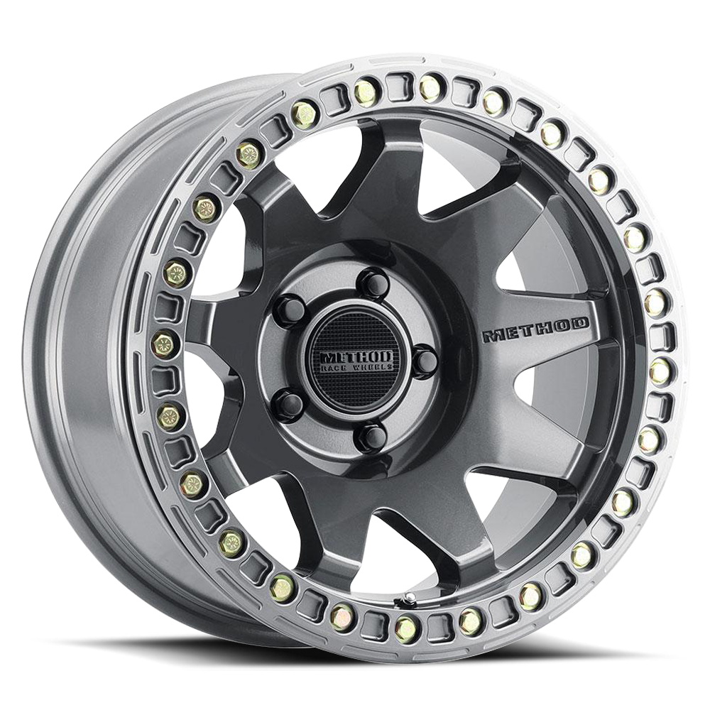 Aluminum Wheels 17x9 MR108 Bolt Pattern 5 On 127 Offset -44 Lip Size 0.63 Gloss Titanium GY Method MR10879050844B