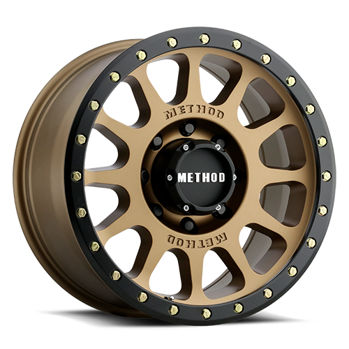 Aluminum Wheels 20x10 NV MR305 Bolt Pattern 8 On 165.1 Offset -18 Lip Size 2.05 Method Bronze BRZ Black Street Loc Method MR30521080918N