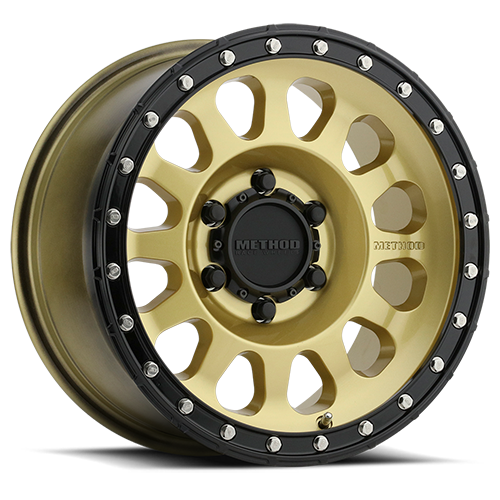 Aluminum Wheels 20x10 MR315 Bolt Pattern 6 On 135 Offset -18 Lip Size 3.27 Gold GD Black Street Loc Method MR31521016118N