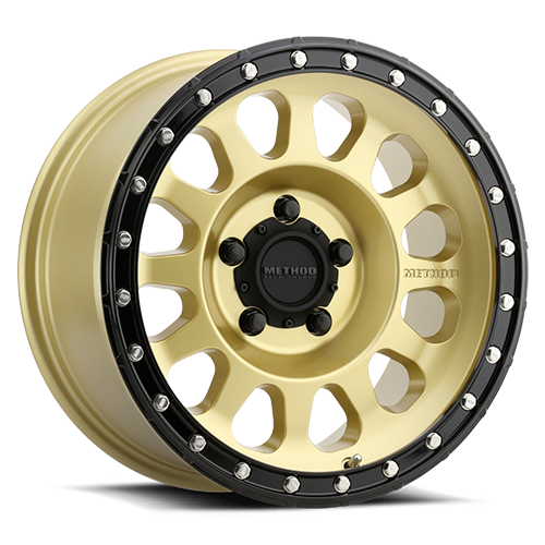 Aluminum Wheels 20x10 MR315 Bolt Pattern 5 On 127 Offset -18 Lip Size 3.27 Gold GD Black Street Loc Method MR31521050118N