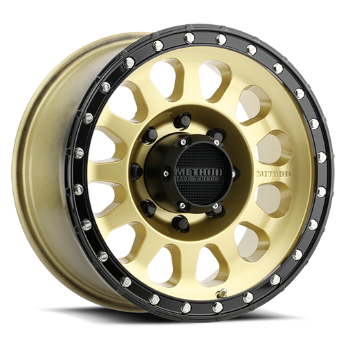 Aluminum Wheels 20x10 MR315 Bolt Pattern 8 On 165.1 Offset -18 Lip Size 3.27 Gold GD Black Street Loc Method MR31521080118N