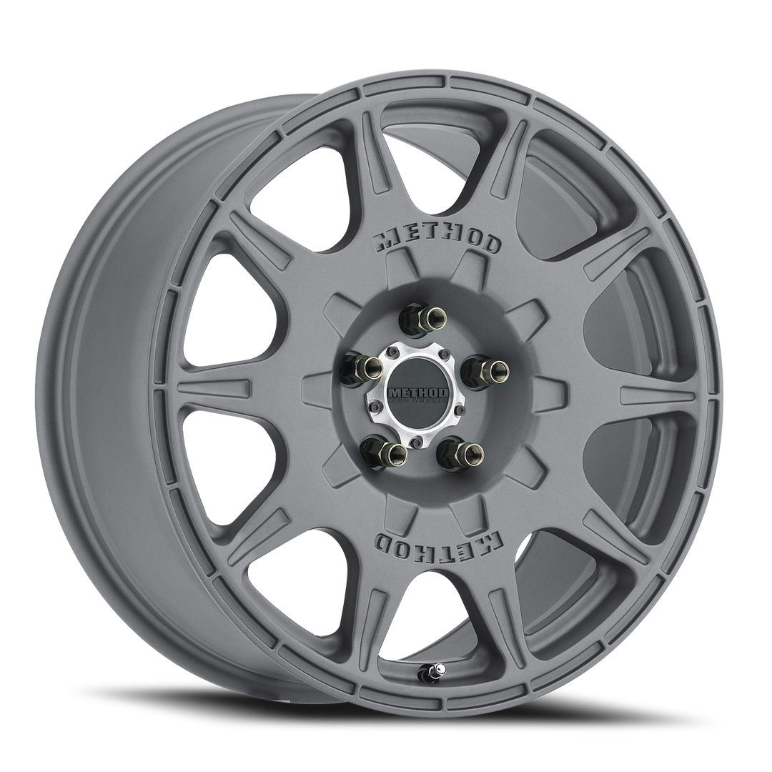 Aluminum Wheels 17x8 Rally MR502 Bolt Pattern 5 On 114.3 Offset 38 Lip Size 0 Titanium GY Method MR50278012838-2