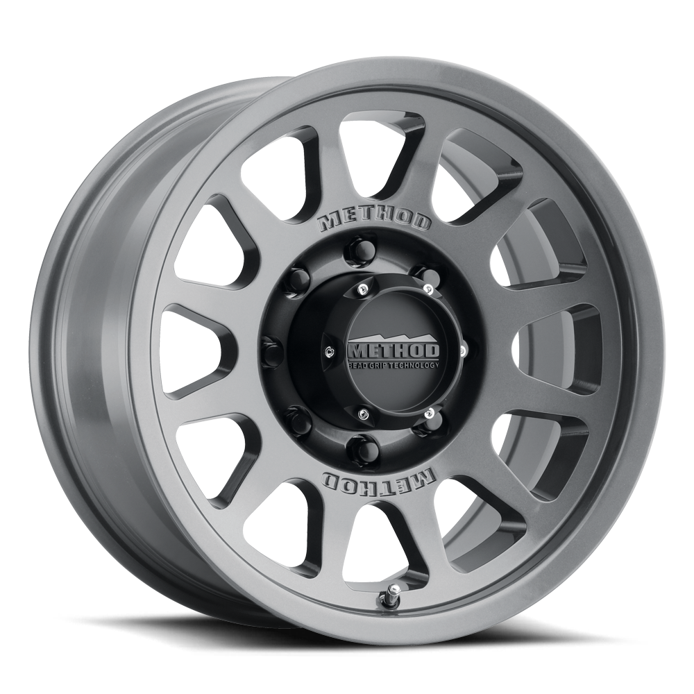 Aluminum Wheels 17x9 Bead Grip MR703 Bolt Pattern 8 On 165.1 Offset -12 Lip Size 1.18 Gloss Titanium SL Method MR70379080812N