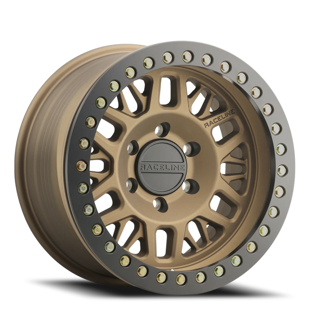 Aluminum Wheels 17x9 Ryno Cast Beadlock RT951BZ Textured Matte Bronze Black Beadlock Ring -12 Offset 5 on 127 Bolt Pattern 83.82 Bore Raceline RT951BZ-79050-12