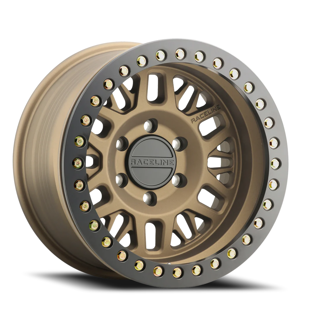 Aluminum Wheels 17x9 Ryno Cast Beadlock RT951BZ Textured Matte Bronze Black Beadlock Ring -38 Offset 5 on 127 Bolt Pattern 83.82 Bore Raceline RT951BZ-79050-38