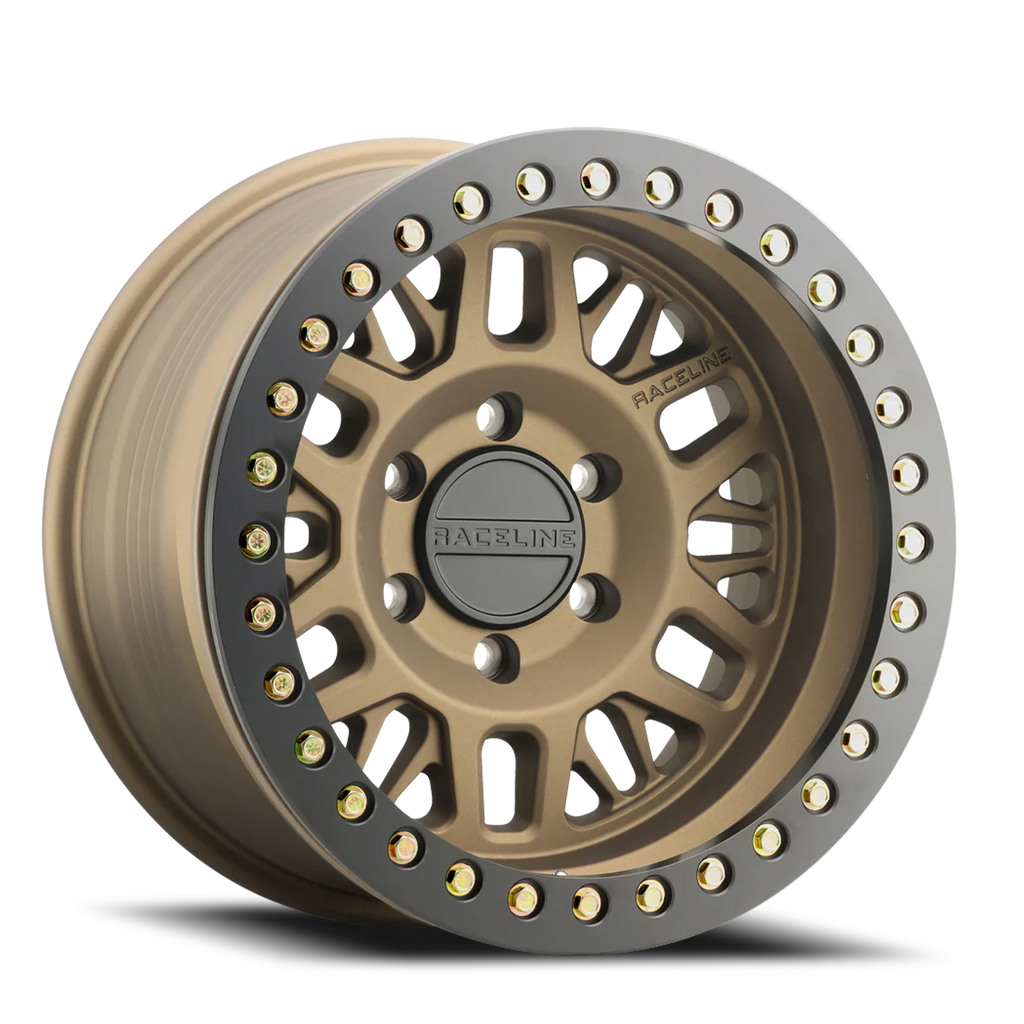 Aluminum Wheels 17x9 Ryno Cast Beadlock RT951BZ Textured Matte Bronze Black Beadlock Ring -38 Offset 5 on 127 Bolt Pattern 83.82 Bore Raceline RT951BZ-79050-38