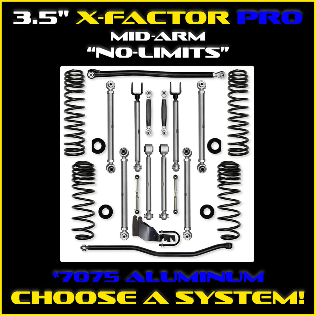 Rock Krawler JLU 3.5" X-Factor PRO Mid-arm "No-Limits" System - 4 Door Gas Rubicon