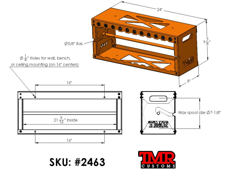 TMR Large Wire Spool Organizer Rack