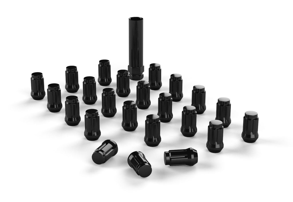 Jeep JK/TJ/YJ Spline Drive Lug Nut Kit 1/2 Inchx20 Black 23 pcs TeraFlex 1051816