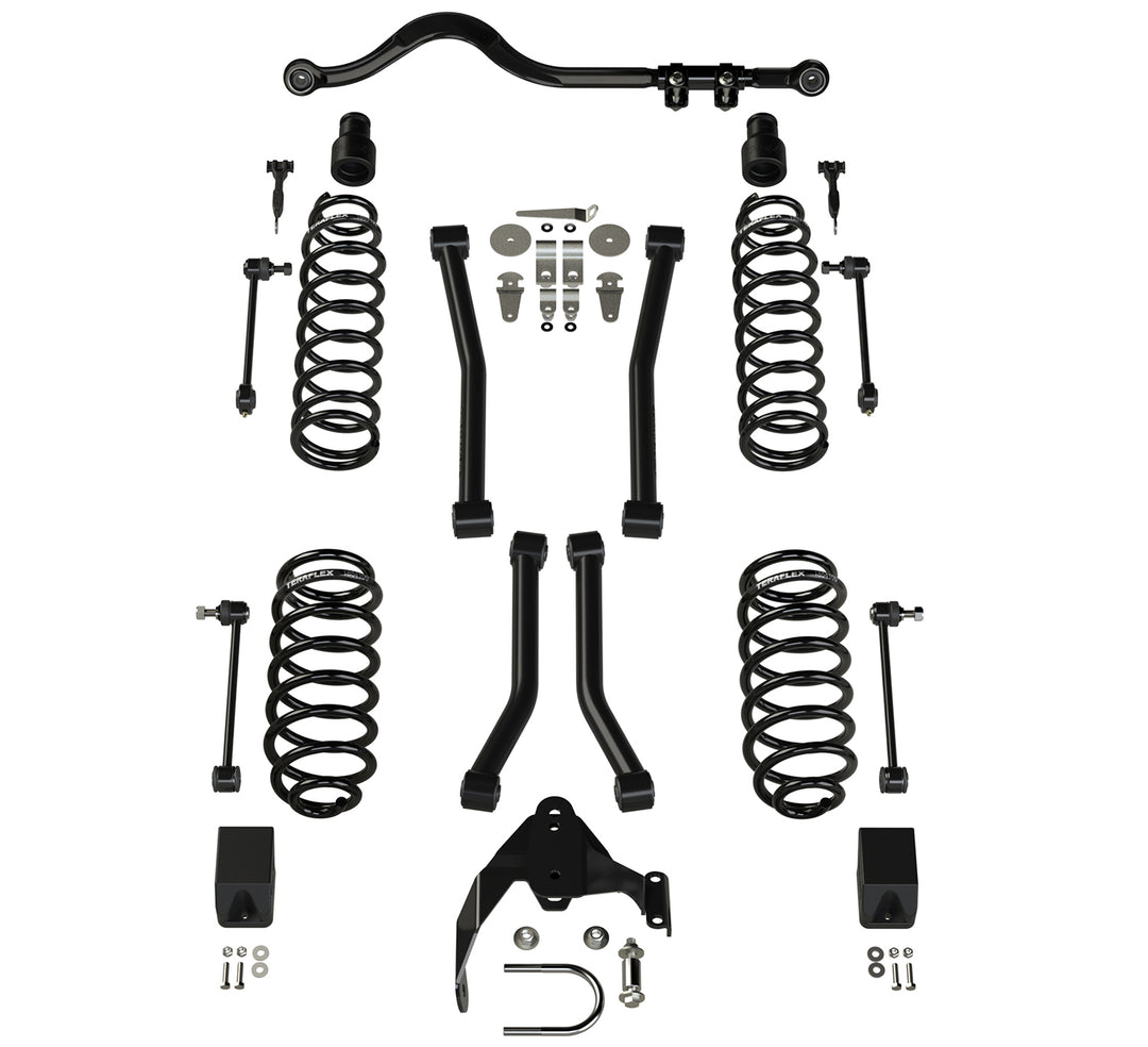 Jeep JKU 4 Door 3 Inch Lift Suspension System w/ 4 Sport Flexarms and Track Bar No Shocks 07-18 Wrangler JKU TeraFlex 1156224