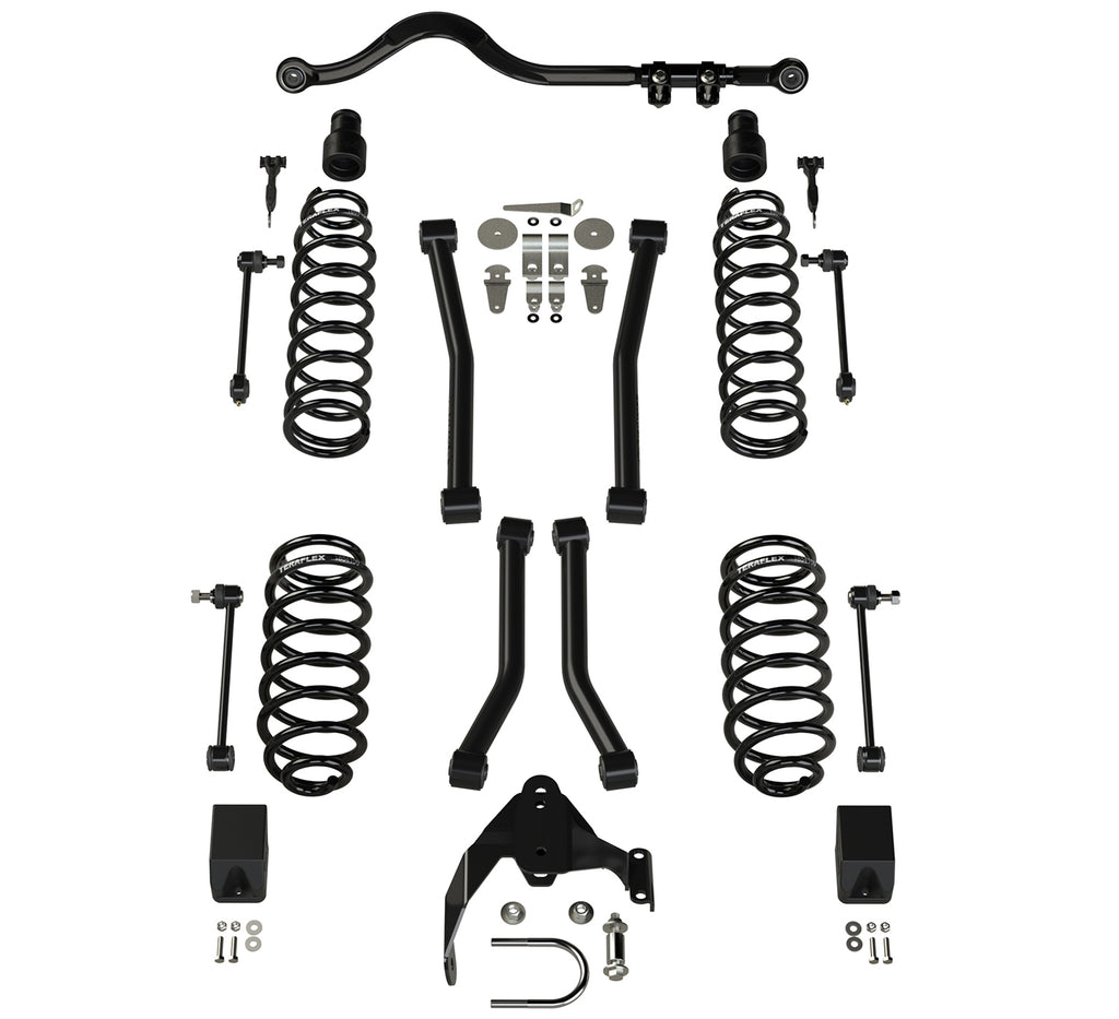 Jeep JKU 4 Door 3 Inch Lift Suspension System w/ 4 Sport Flexarms and Track Bar No Shocks 07-18 Wrangler JKU TeraFlex 1156224