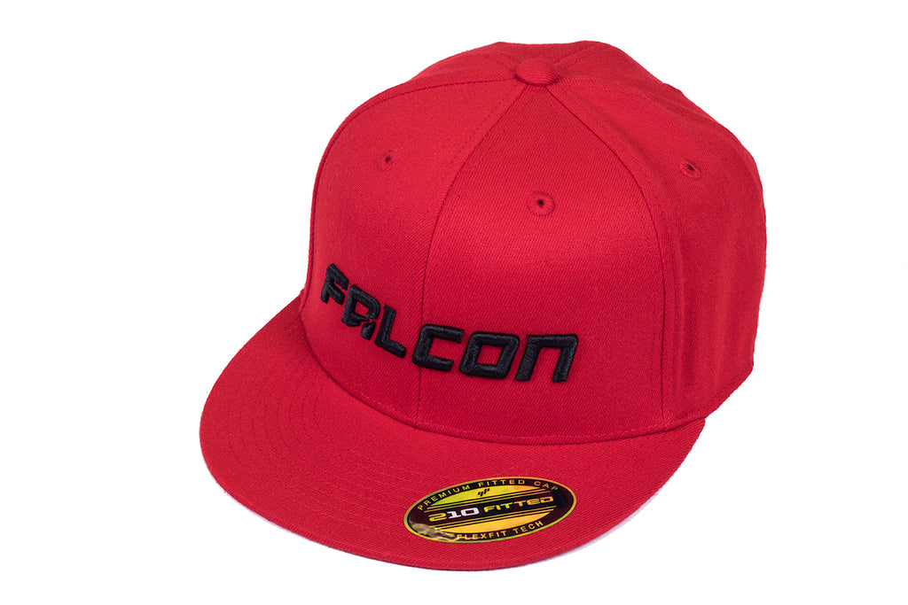 Falcon Shocks FlexFit Flat Visor Hat Red/Black Large/XLarge Teraflex 93-06-04-003